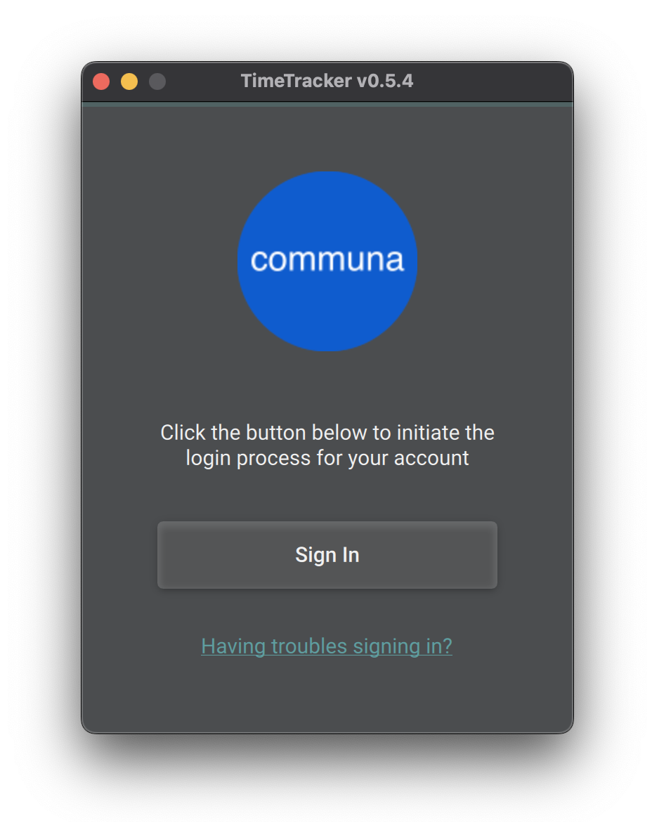 Logging into the program - Communa Network - Time tracking and Decentralized Freelance Identity